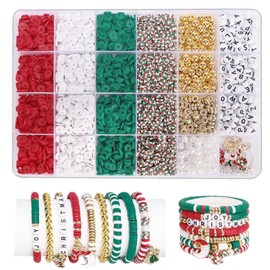 Christmas Letter Beads for Threading Bracelets DIY Crafts Letter Beads Threading Charms Christmas Beads Set for Bracelets Christmas Beads DIY Charms Pendants (Christmas Sets)