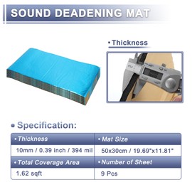 X AUTOHAUX 9pcs 394mil 10mm 1.62sqft Car Sound Deadening Mat Aluminum Foil Foam Heat Shield Material for Hood Fender and Boat Engine Cover 19.69"x11.81" Blue