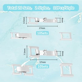 SUPERFINDINGS 20 Sets 2 Styles Brass Fold Over Clasps Silver Plated Brass Watch Band Clasps Necklace Bracelet Extenders Foldover Extension Clasp for DIY Jewelry Making