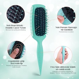 Cepillo para cabello rizado para desenredar, dar forma y definir rizos, ondas y bucles en todo tipo de cabello ligero, húmedo o seco, para mujeres y hombres, reduce el enredo, rizos