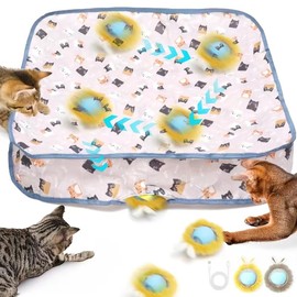 EcoPinnacle Interactive Cat Toy Ball, Automatic Moving Cat Ball in Pouch,Interactive Cat Toys for Indoor Cats,Motion Activate Chirping Cat Toy Hide and Seek Mouse Catching Game (Square-Brown)