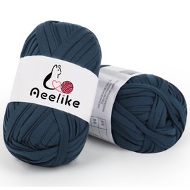 Aeelike Navy Blue T Shirt Yarn for Crocheting and Knitting, 2 x 100g Elastic Fabric Cloth Knitting Chunky Tshirt Yarn for Crochet Bags Basket, DIY Crafts and Home Decor