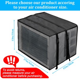 Luxiv Newest Design Mesh Window Air Conditioner Cover Outdoor, Support Window AC Unit Work Use for Outside Window AC Insulation Black Dust-Proof Waterproof Cover (Black, 17Wx12Dx13H)