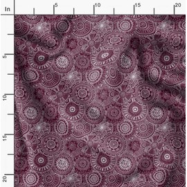 Soimoi Purple Velvet Fabric Artistic Flower Mandala Fabric Prints by Yard 58 Inch Wide