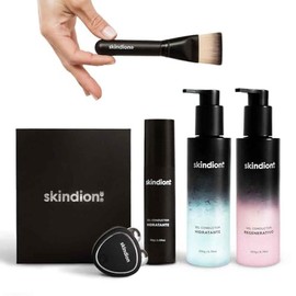 Skindion Beauty Kit: Tonificante y Rejuvenecedor Facial | Incluye: + Dispositivo facial de microcorriente +Gel Hidratante Facial 50gr + Gel Hidratante Facial 200gr + Gel Regenerativo Facial 200gr + Care Kit (Brocha de Aplicación)