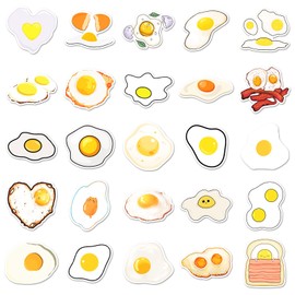 50 Pcs Fried Egg Vinyl Stickers,Breakfast Graffiti Stickers,Vinyl Waterproof Sticker for Kids Teens Girls,for Phone Laptop Bottles Skateboard Computer Phone Luggage Guitar Gifts Sticker