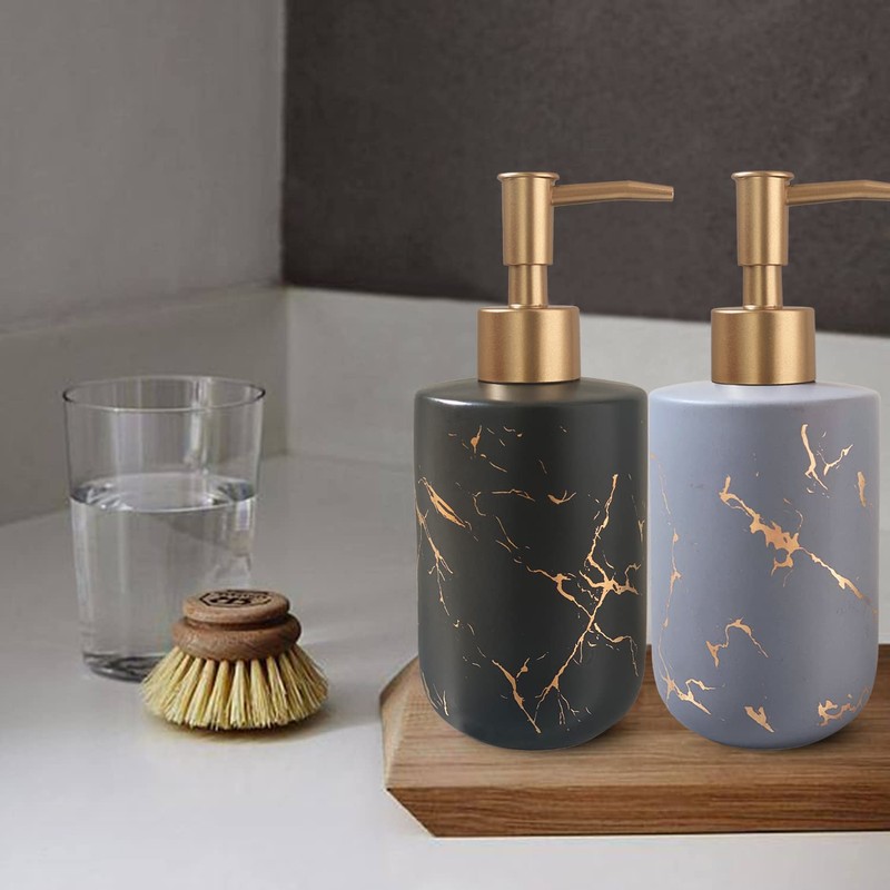 Gold Ceramic Soap Dispenser for Bathroom Black Soap Dispenser for