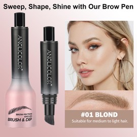 Upgraded Brow Pencil Brow-Fection Angled Brush & Dip, Beauty Brow Easy To Color, Eye Brow Pen Last All Day, Waterproof Eyebrow Pencil Liquid Eyebrow Pen for Women (Blond)