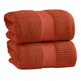 NY Loft 100% Cotton 2 Pack Bath Sheet Towel Set | Extra Large Oversize Bath Towels | Absorbent & Quick-Dry | Textured and Durable Cotton | Baked Clay