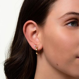 XENOX® Piercing Earrings (1 Piece) – Piercing Made of High-Quality 925 Sterling Silver with a Zirconia Stone, Sterling Silver