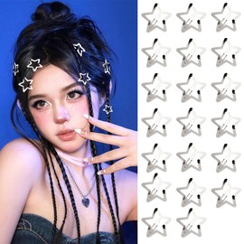 Star Hair Clips for Women Girls Y2k Hair Clips for Adults Styling Silver Star Hair Accessories for Girls Women Y2k Hair Accessories for Girls Teenagers Silver Star Clips Y2k Accessories 20 pcs