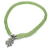 Lime Green Frosted Glass Bead Anklet with Silver Plated Lucky
