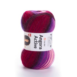 1 Skein YarnArt Angora Active Knitting Yarn, 25% Mohair 75% Acrylic, 100 g (3.5 oz), 500 m (546 yd), Yarn Weight 0: Lace, Variegated - (856)