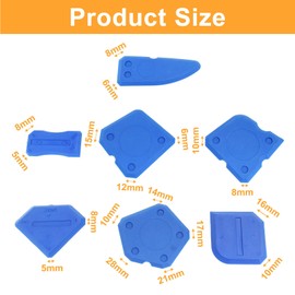 Waziaqoc 12 PCS Caulking Tool, Sealant Finishing Grout Tools Kit, Hand Caulk Removal Tool, Caulk Skirting Boards & Base Boards Replaceable Pads for Bathroom Kitchen Sealing