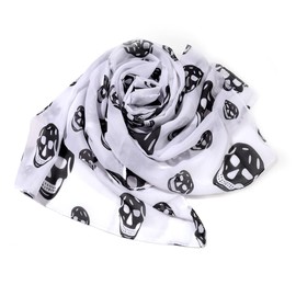 OTATEAN Lightweight Skull Scarves for Women Silky Chiffon Scarf Fashion Summer Beach Long Shawl Scarves Hijab for Women (White)