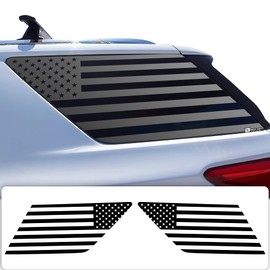 BOGAR TECH DESIGNS - Precut American Flag Rear Side Quarter Window Decal Stickers Compatible with Chevy Traverse 2018-2023, Matte Black