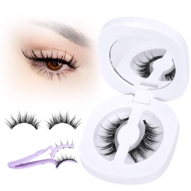 Natural Magnetic Eyelashes with Applicator Reusable Manga Magnetic Lashes Natural Look Magnet Eyelashes Cat Eye No Glue Needed Short Lashes Anime False Eyelash by Zegaine(1 PAIR)