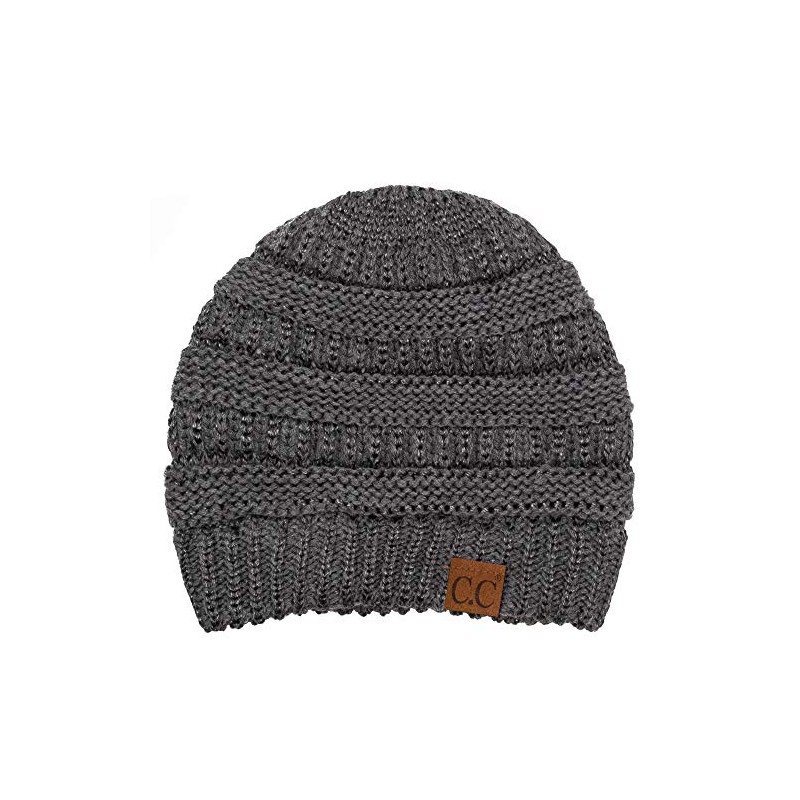C.C Women's Thick Soft Knit Beanie Cap Hat, Metallic Dk