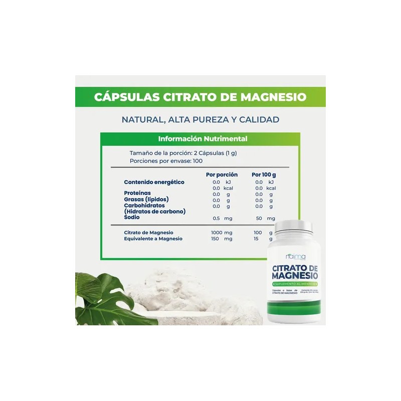 Citrato De Magnesio - 100% Puro - 500mg - 200
