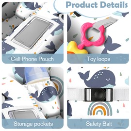 Shopping Cart Cover for Baby Girl Boy 2-in-1 High Chair Water Resistant High Chair Cover White Whale Gender Neutral Cart Cover for Babies Padded Grocery Cart Cover for Baby