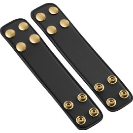 Perfect Fit Duty Belt Keeper Double Width 1.75 inch for Belts 2 1/4 inch wide, Genuine Leather and Brass Snap 2 Pack