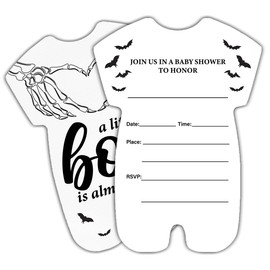 Goth Baby Shower Invitations - Gothic Skeleton Theme a Little Boo Is Almost Due Baby Shower Party Fill in Invites Cards With Envelopes (20 Pack)