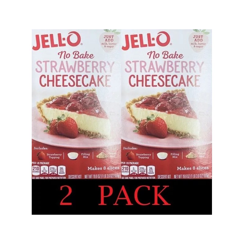 JELL-O 2x Jello No Bake STRAWBERRY CHEESECAKE Jell-O 19.6 oz