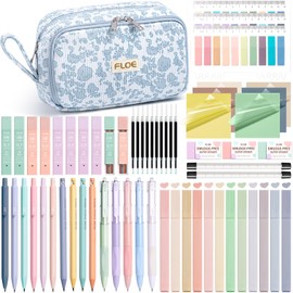 62PCS Aesthetic School Supplies, Cute Back to School Supplies College Essentials Preppy Stationary Set with Large Pencil Pouch Case, Pastel Highlighters Gel Pens Mechanical Pencils for Student Girls