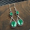 Natural Malachite Earrings for Women Mom Wife 925 Silver Overlay