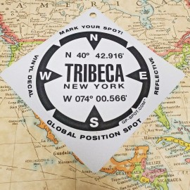 Tribeca, New York GPS Sticker - Reflective Vinyl GPS Marker Decal