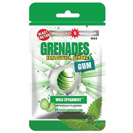 Grenades Gum - 30ct Bag - STRONG MINT GUM (Wild Spearmint) - Ultimate Fresh Breath & Serious Sinus Busting Power - Sugar-Free Chewing Gum