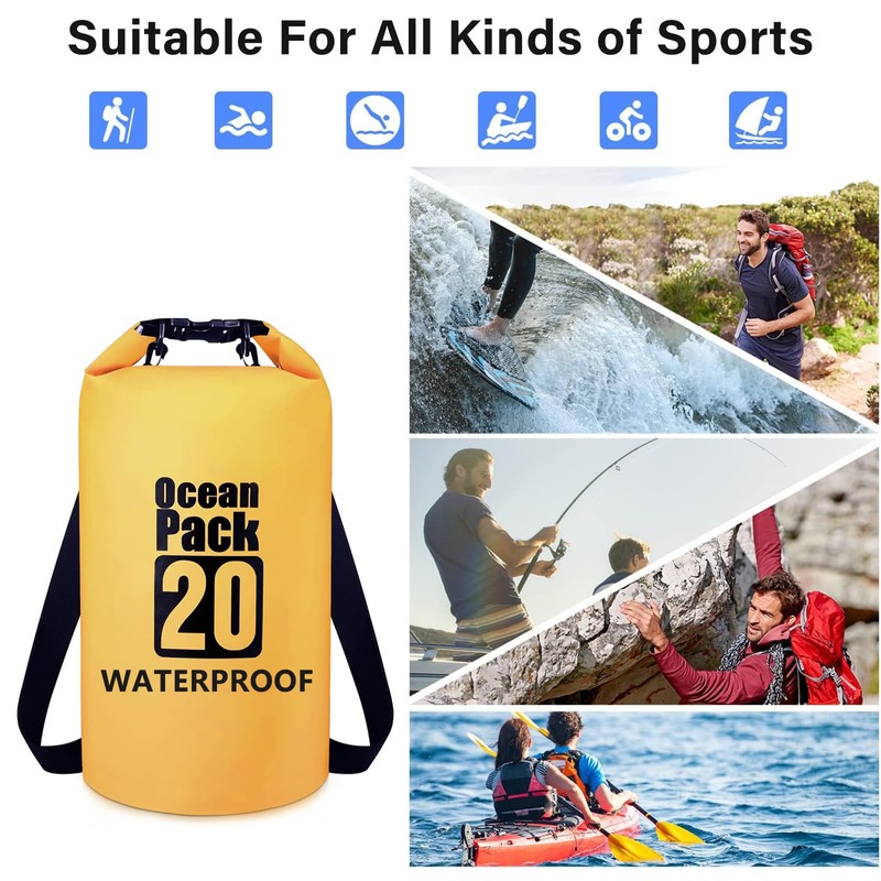 Invool Dry Bag, 5L/10L/20L/30L Waterproof Dry Bag, Dry Sack with