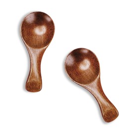 Hefild 6pcs Small Wooden Spoons, 3.2inch Small Wooden Spoons for Honey, Brown Mini Wood Teaspoons for Tiny Eating Ice Cream Jars Spice Condiments Tea Bath Salt Coffee Sugar Jam Mustard Seasoning