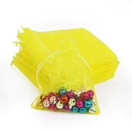Lautechco 100Pcs Organza Bags 3x4 Inches Yellow Organza Gift Bags Small Mesh Bags Drawstring Gift Bags Christmas Drawstring Organza Gift Bags (3x4 inches Yellow)