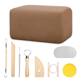 Wolwefa Sculpting Clay, Modeling Clay for Sculpting, 5.5lbs Natural Air Dry Modeling Clay Sculpting Kit with Pottery Sculpting Tool Set, All-Purpose Clay Sculpting Kit - Yellow Clay Kit for Adults