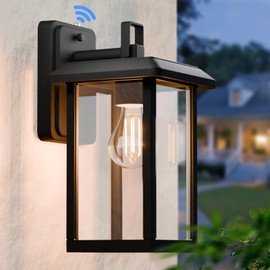 2025 New Modern Outdoor Wall Light Sconce Dusk to Dawn for Porch Front Door Garage,2 Bulbs Included,3000K 5000K,Wall Mount Waterproof Outside House Lantern,Lever Nuts Included,Easy Assembly,Black
