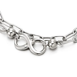 COOLSTEELANDBEYOND Fashion Women's Stainless Steel Oval Long Link Bracelet with Infinity Charm Number 8 Polished, Stainless Steel, No gemstone
