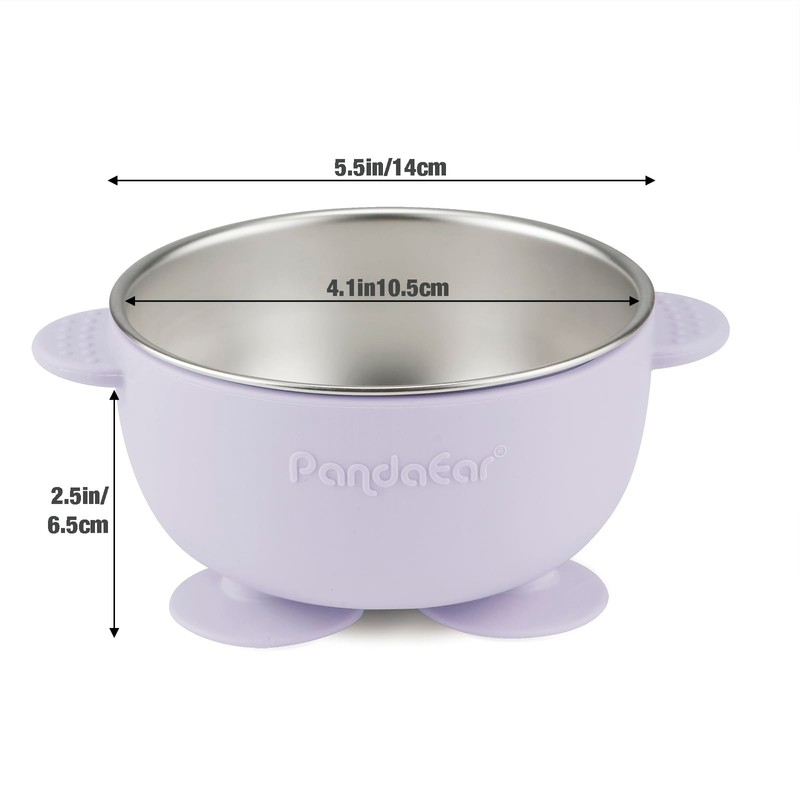 PandaEar 3 Pack Baby Stainless Steel Bowls with Suction, Non-Slip