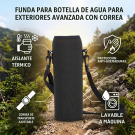 VGEBY - Funda para botella de agua, neopreno, para exteriores, con correa, color negro Vajilla De Comedor Al Aire Juegos De Comedor De Exterior Categoría Categoría Bolsa Botella De Agua