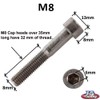 M8 x 65 Socket Cap Screws Zinc 12.9 Pack of