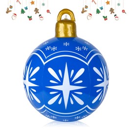 Christmas Inflatable Ball, 60cm Giant Christmas Bauble, Large Christmas Xmas Balls Ornaments, Outdoor Inflatable Decorated Ball, for Xmas Tree Holiday Party Yard Garden Decoration