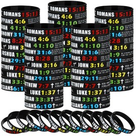 Leyndo 240 Pcs Christian Bracelets Bulk Scripture Bracelets Religious Silicone Bracelets Rubber Bible Verse Bracelets Jesus Bracelets Christian Wristbands for Men Women Party Favors, Black