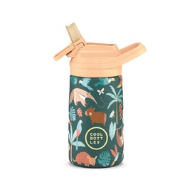 Cool Bottles – Botella de agua de acero inoxidable para niños, termo para niños, bebidas frías 36 horas y 18 horas calientes – Rainforest Refuge 350 ml