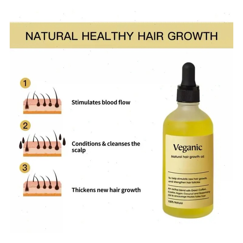 Aceite Vegano Natural Para El Crecimiento Del Cabello