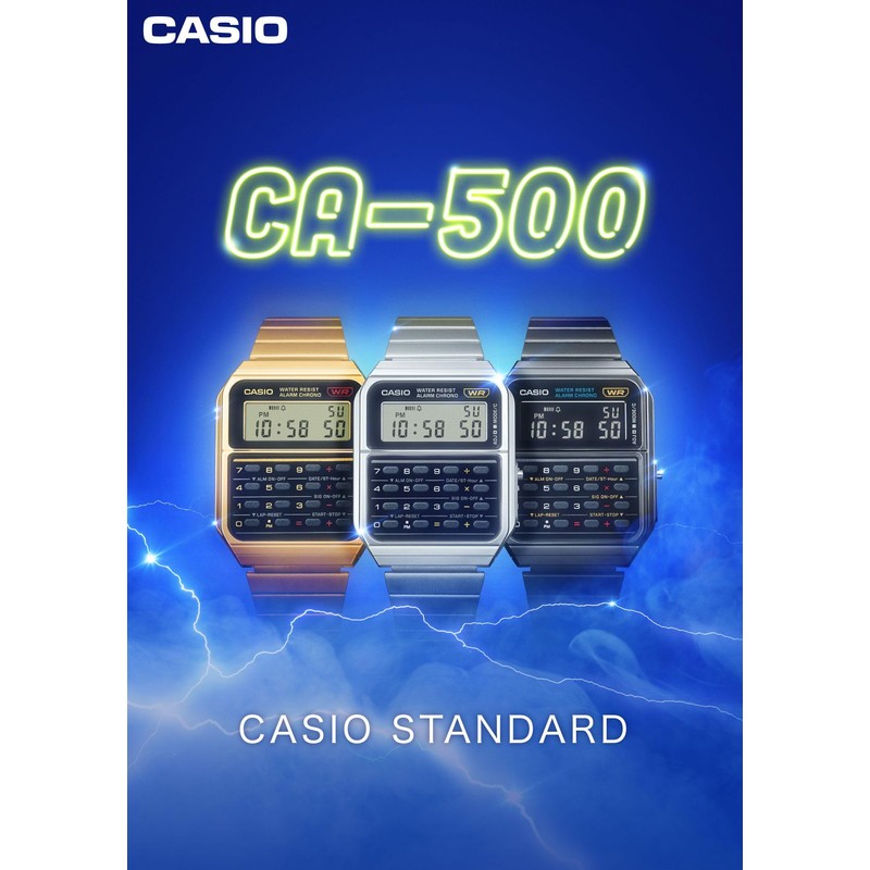 Casio CA-500WE-1AJF Standard Wristwatch, Unisex, Silver, Silver, Bracelet Type