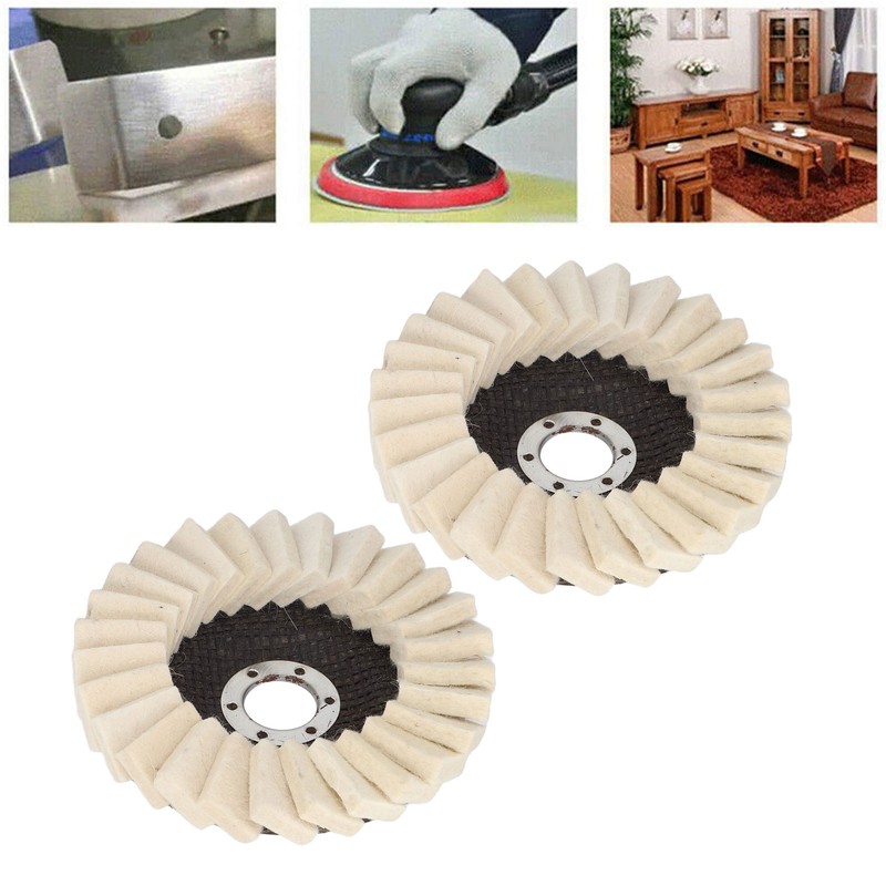 2Pcs 5in Grinding Disc Wave Shape Wool Felt Polishing Wheel