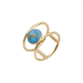 MAIHAO Jewelry Women 18K Gold Filled Huge Turquoise Wedding Anniversary Ring Gift Size 6-10 (US Code 6), Gold