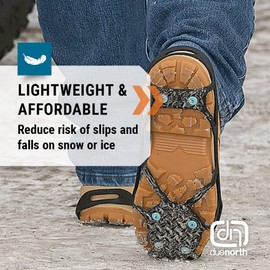 Due North Light Industrial Footwear Traction Aids, Tungsten Carbide Ice Cleat Spikes, Lightweight Full-Foot, Rubber, Unisex, L/XL, V3550170-L/XL