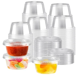 Huifany 400 Pack 2 oz Jello Shot Cups with Lids, Disposable Condiment Cups