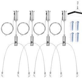 Riisoyu Set of 4 rope suspension installation kit, 1.5 mm x 1 m lamp suspension wire rope for attaching 'Y' of LED panels, wire ropes, hanging set, adjustable wire rope for ceiling light, lamp, aquarium light